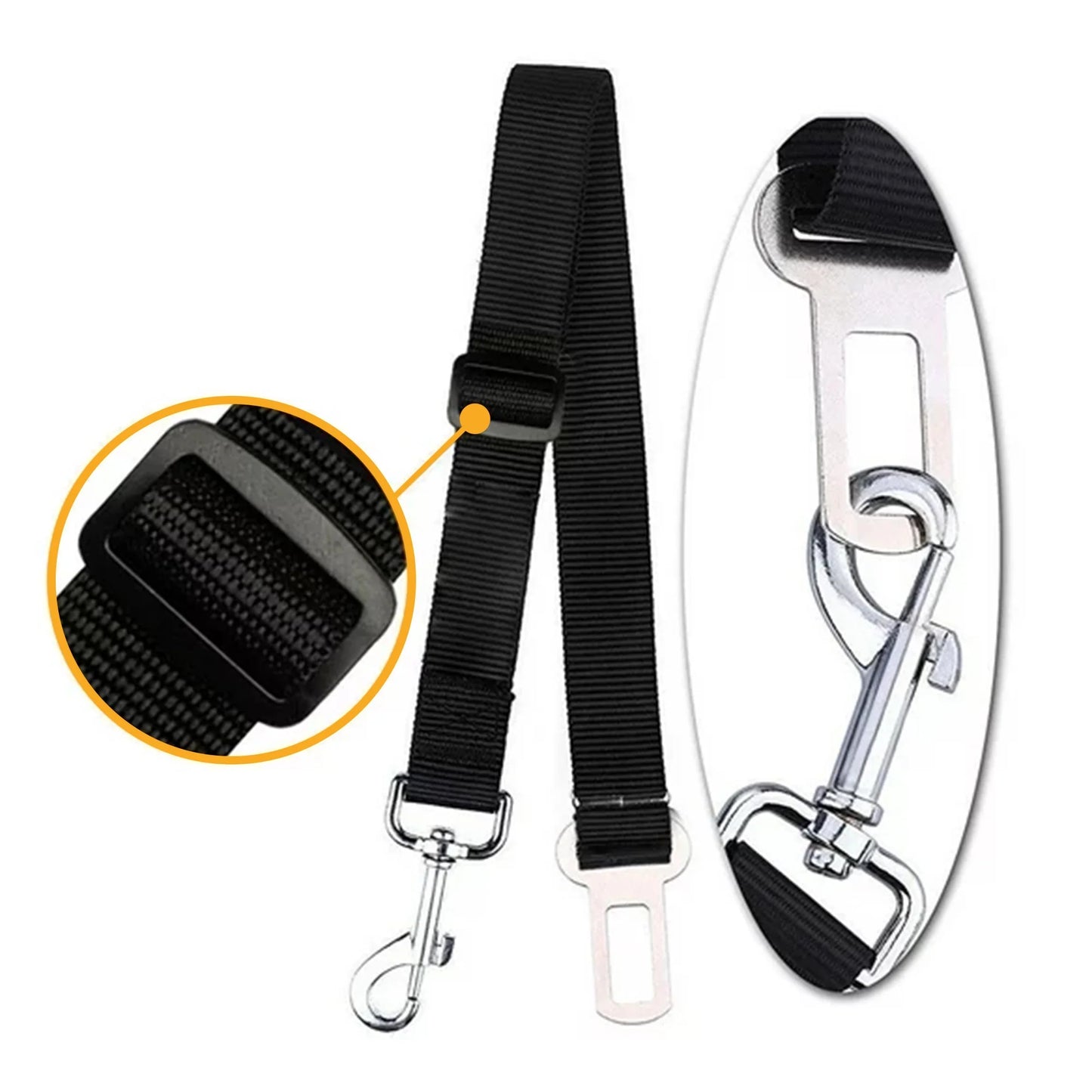 2 Pcs Adjustable Pet Dog Cat Car Seat Belt Safety Leads Vehicle Seatbelt Harness, Made from Nylon Fabric, Black