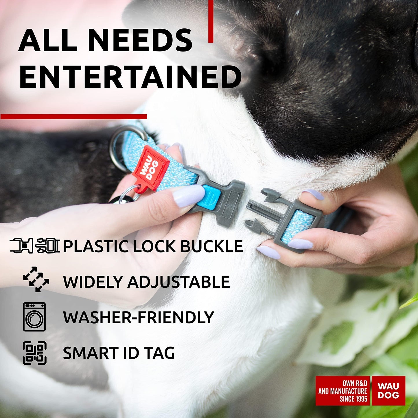 Reflective Cotton Dog Collar Eco Friendly Alt to Nylon Collar for Small Medium and Large Dogs Pet Collar with QR ID Tag Puppy Collar for Large Breed Dogs Adjustable Male Female Dog Collar