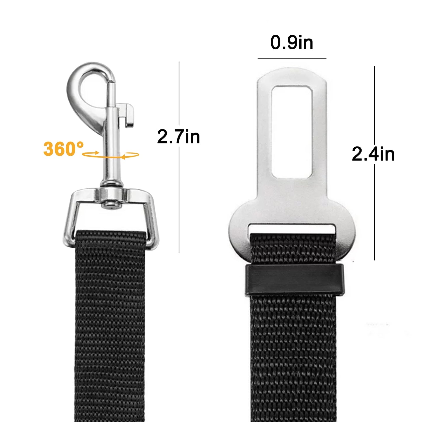 2 Pcs Adjustable Pet Dog Cat Car Seat Belt Safety Leads Vehicle Seatbelt Harness, Made from Nylon Fabric, Black