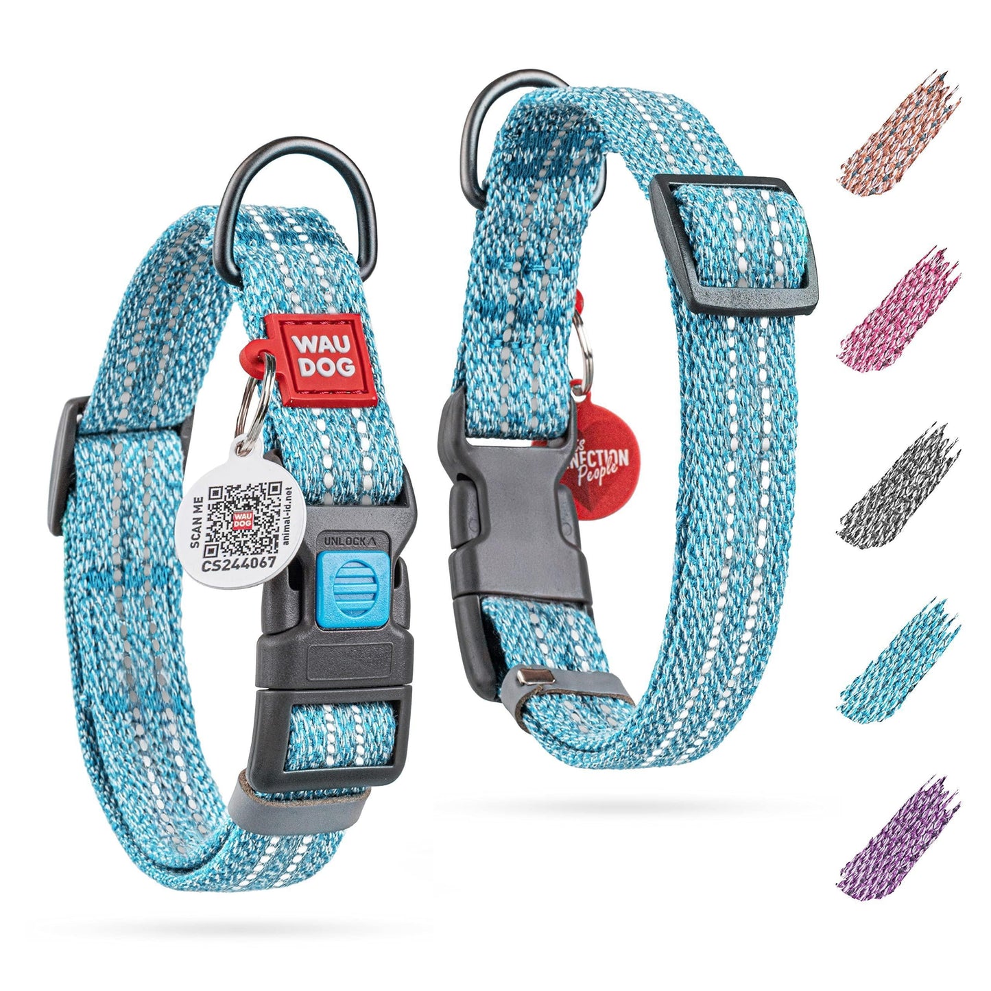 Reflective Cotton Dog Collar Eco Friendly Alt to Nylon Collar for Small Medium and Large Dogs Pet Collar with QR ID Tag Puppy Collar for Large Breed Dogs Adjustable Male Female Dog Collar