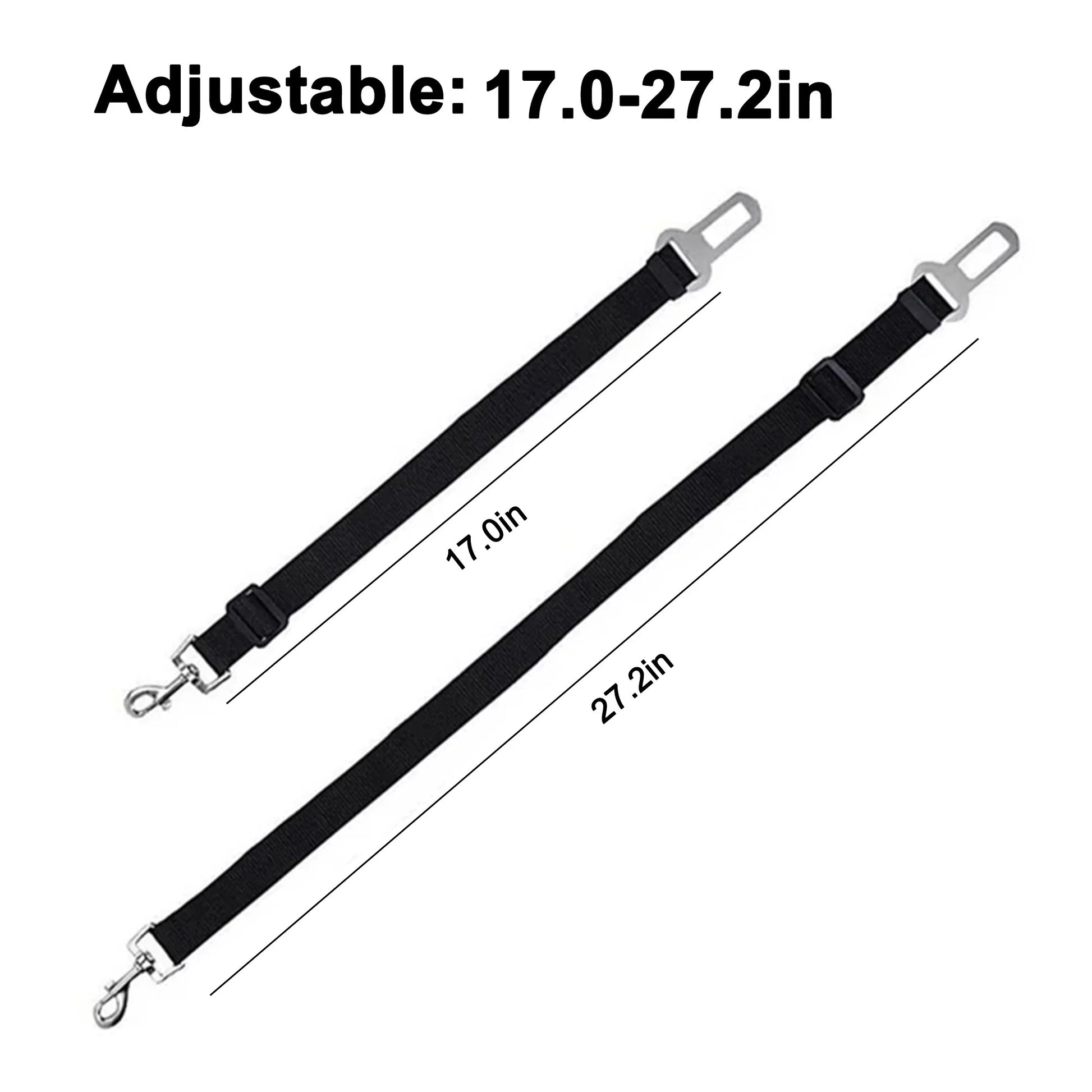 2 Pcs Adjustable Pet Dog Cat Car Seat Belt Safety Leads Vehicle Seatbelt Harness, Made from Nylon Fabric, Black