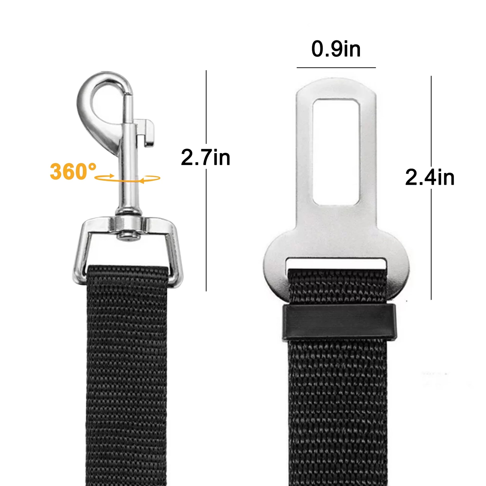 2 Pcs Adjustable Pet Dog Cat Car Seat Belt Safety Leads Vehicle Seatbelt Harness, Made from Nylon Fabric, Black